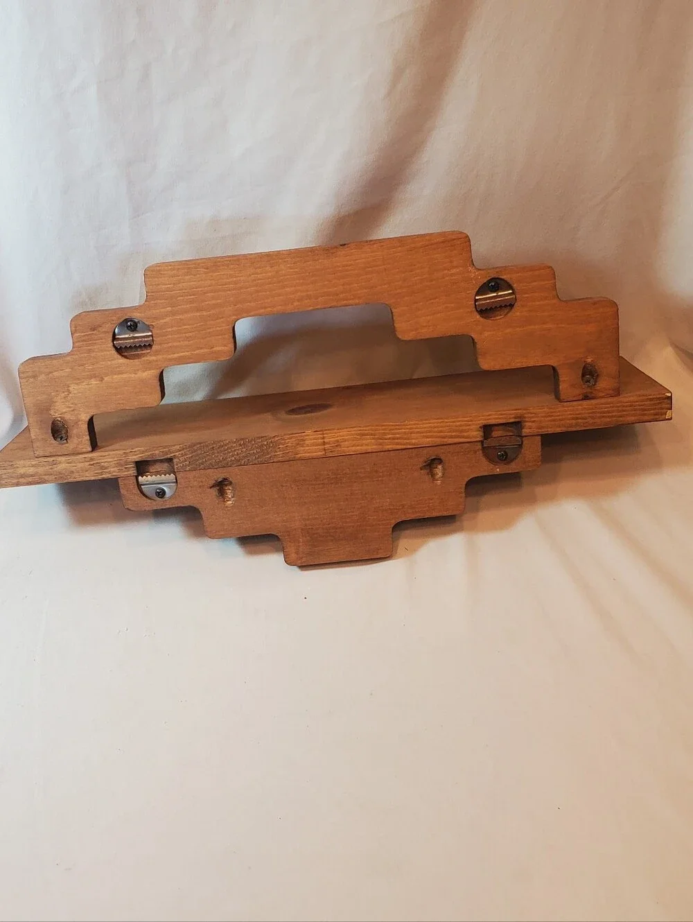 Rustic Wooden Wall Shelf Vintage Display Knick Knacks Reversible Retro MCM
